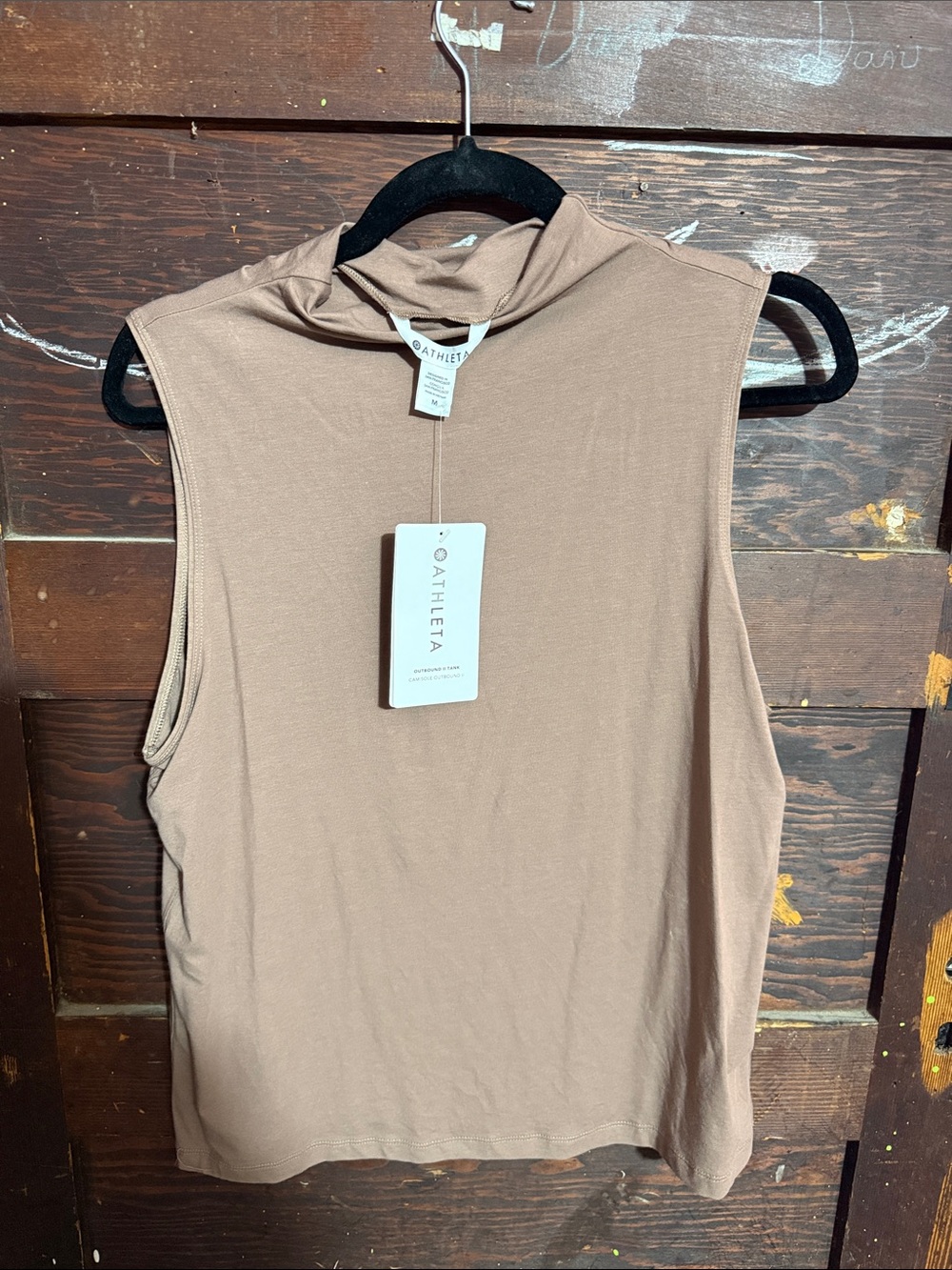 Athleta Sleeveless Mock Neck Tank in Taupe